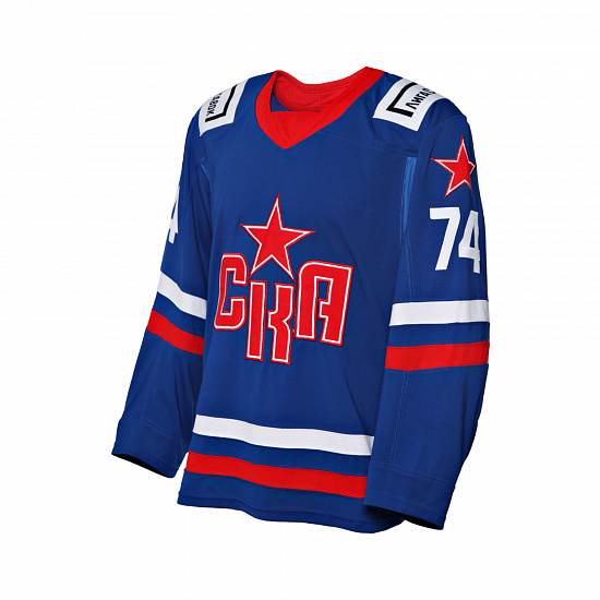 SKA original pre-season game home jersey 22/23 with autograph. N. Prokhorkin (74)