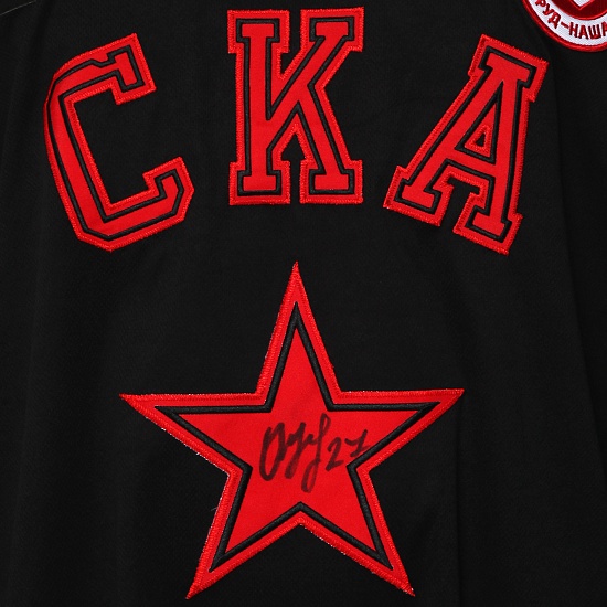 Черный игровой свитер "Спасибо врачам" 20/21 с автографом И. Ожиганова (27)