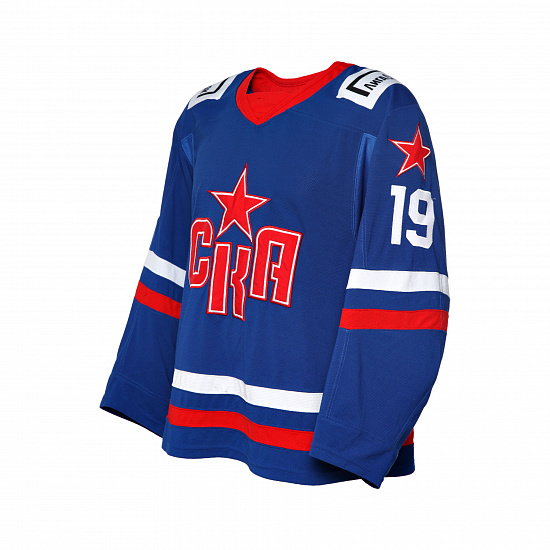 SKA original pre-season game home jersey 22/23 with autograph. N. Komarov (19)